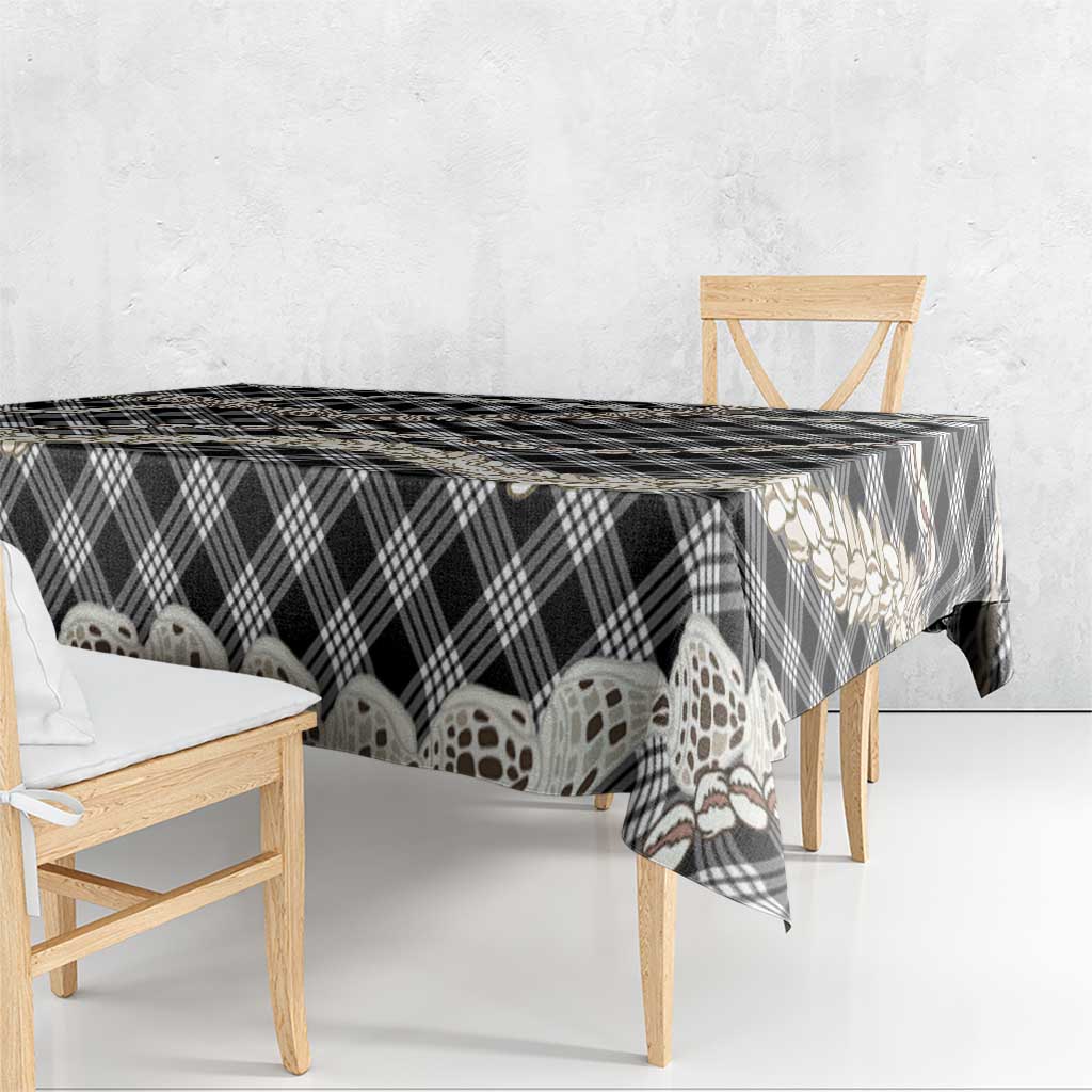 Black Aloha Hawaii Shell Lei Tablecloth Palaka Hebrew Cone Honey Cowrie Elegant Curves - Polynesian Pride