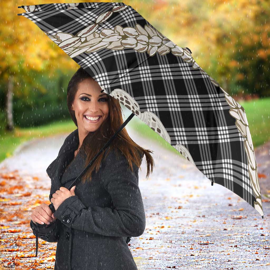 Black Aloha Hawaii Shell Lei Umbrella Palaka Hebrew Cone Honey Cowrie Elegant Curves - Polynesian Pride