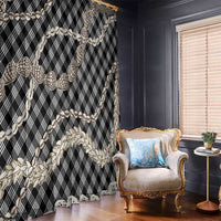 Black Aloha Hawaii Shell Lei Window Curtain Palaka Hebrew Cone Honey Cowrie Elegant Curves - Polynesian Pride