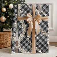 Black Aloha Hawaii Shell Lei Wrapping Paper Palaka Hebrew Cone Honey Cowrie Elegant Curves - Polynesian Pride