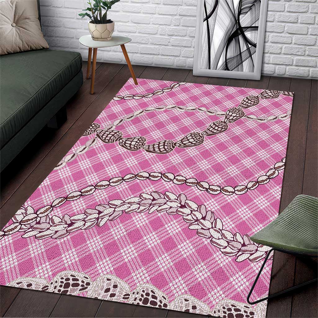 Pink Aloha Hawaii Shell Lei Area Rug Palaka Hebrew Cone Honey Cowrie Elegant Curves - Polynesian Pride