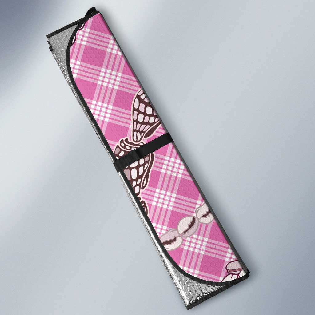Pink Aloha Hawaii Shell Lei Auto Sun Shade Palaka Hebrew Cone Honey Cowrie Elegant Curves - Polynesian Pride