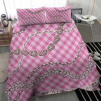 Pink Aloha Hawaii Shell Lei Bedding Set Palaka Hebrew Cone Honey Cowrie Elegant Curves - Polynesian Pride