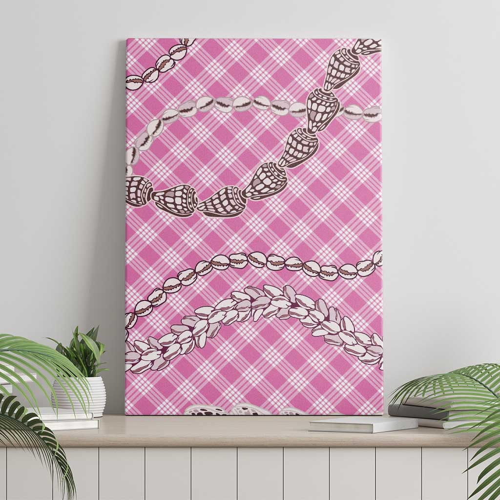 Pink Aloha Hawaii Shell Lei Canvas Wall Art Palaka Hebrew Cone Honey Cowrie Elegant Curves - Polynesian Pride