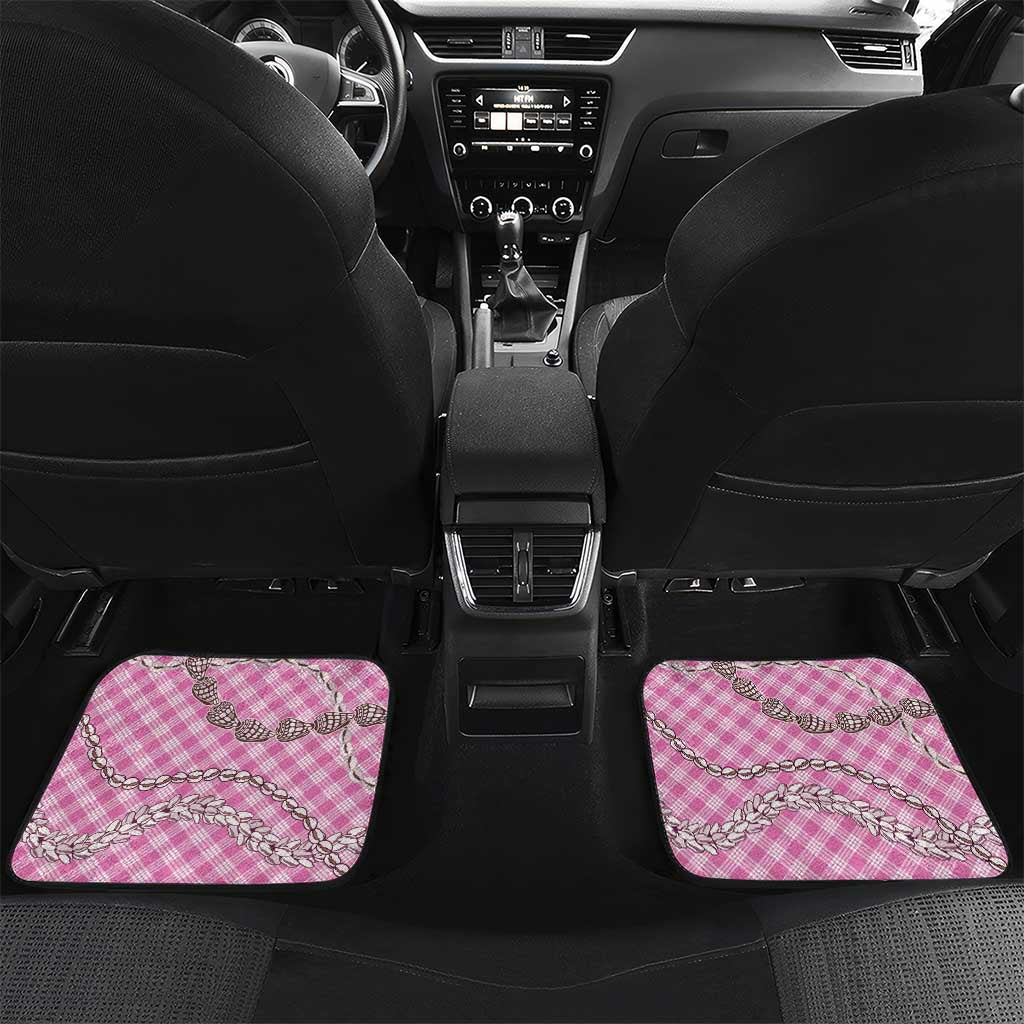 Pink Aloha Hawaii Shell Lei Car Mats Palaka Hebrew Cone Honey Cowrie Elegant Curves - Polynesian Pride