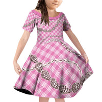 Pink Aloha Hawaii Shell Lei Family Matching Off Shoulder Short Dress and Hawaiian Shirt Palaka Hebrew Cone Honey Cowrie Elegant Curves - Polynesian Pride