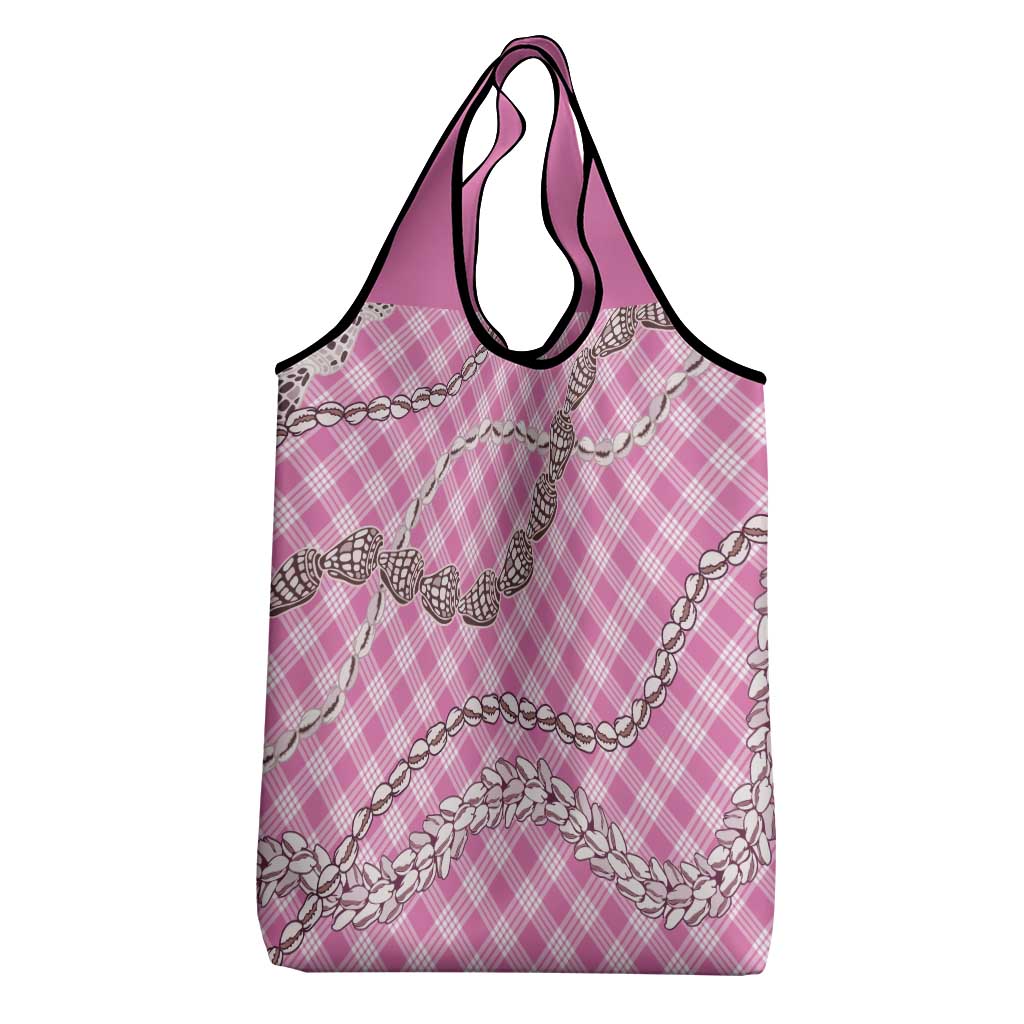 Pink Aloha Hawaii Shell Lei Grocery Bag Palaka Hebrew Cone Honey Cowrie Elegant Curves - Polynesian Pride