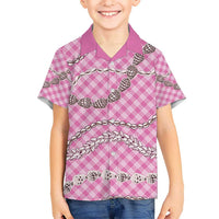 Pink Aloha Hawaii Shell Lei Hawaiian Shirt Palaka Hebrew Cone Honey Cowrie Elegant Curves - Polynesian Pride