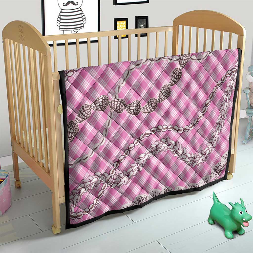 Pink Aloha Hawaii Shell Lei Quilt Palaka Hebrew Cone Honey Cowrie Elegant Curves - Polynesian Pride