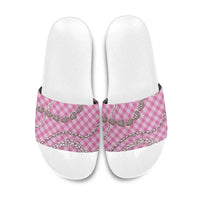 Pink Aloha Hawaii Shell Lei Slide Sandals Palaka Hebrew Cone Honey Cowrie Elegant Curves - Polynesian Pride