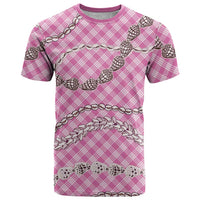 Pink Aloha Hawaii Shell Lei T Shirt Palaka Hebrew Cone Honey Cowrie Elegant Curves - Polynesian Pride
