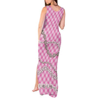 Pink Aloha Hawaii Shell Lei Tank Maxi Dress Palaka Hebrew Cone Honey Cowrie Elegant Curves - Polynesian Pride