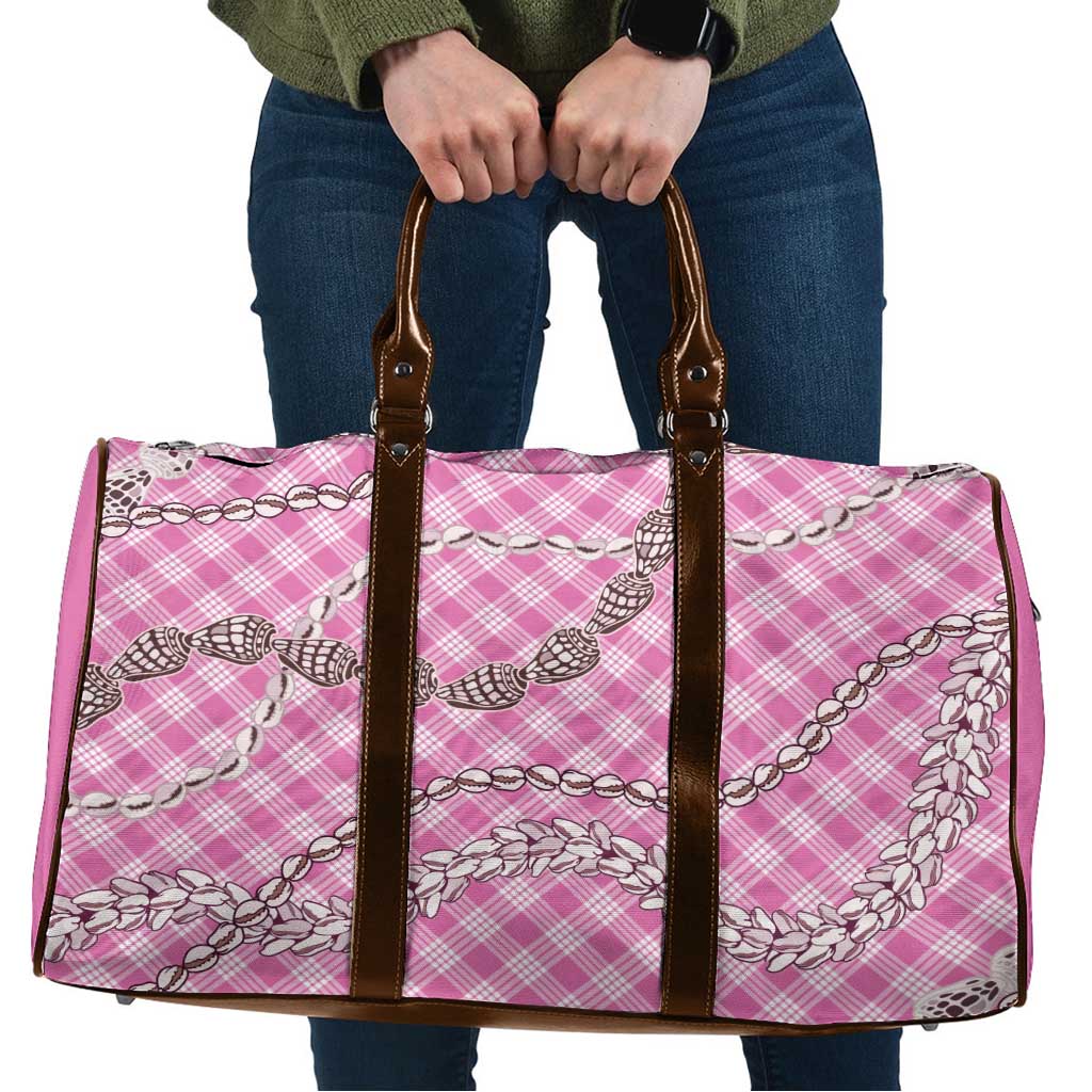 Pink Aloha Hawaii Shell Lei Travel Bag Palaka Hebrew Cone Honey Cowrie Elegant Curves - Polynesian Pride