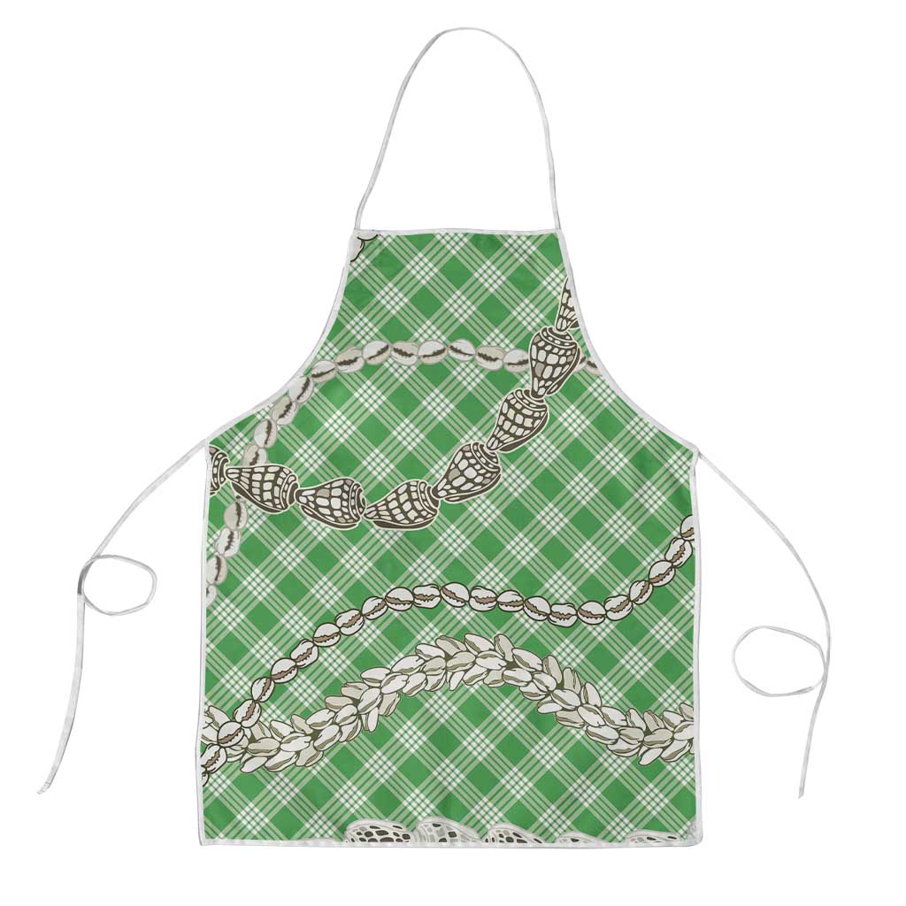 Green Aloha Hawaii Shell Lei Apron Palaka Hebrew Cone Honey Cowrie Elegant Curves - Polynesian Pride
