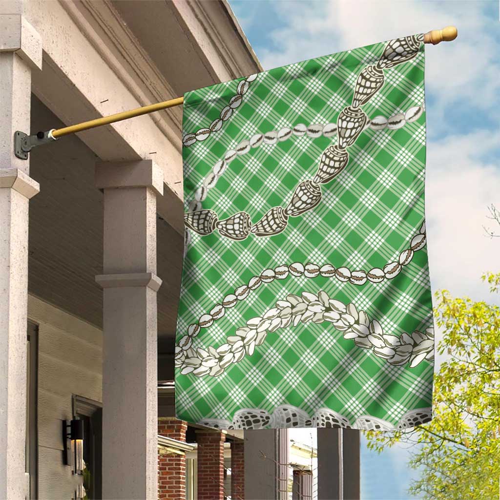 Green Aloha Hawaii Shell Lei Garden Flag Palaka Hebrew Cone Honey Cowrie Elegant Curves - Polynesian Pride