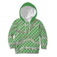 Green Aloha Hawaii Shell Lei Kid Hoodie Palaka Hebrew Cone Honey Cowrie Elegant Curves - Polynesian Pride
