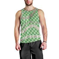 Green Aloha Hawaii Shell Lei Men Tank Top Palaka Hebrew Cone Honey Cowrie Elegant Curves - Polynesian Pride