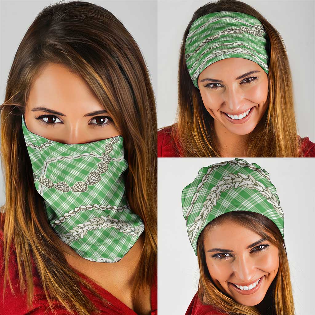 Green Aloha Hawaii Shell Lei Neck Gaiter Palaka Hebrew Cone Honey Cowrie Elegant Curves - Polynesian Pride