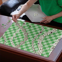 Green Aloha Hawaii Shell Lei Puzzle Palaka Hebrew Cone Honey Cowrie Elegant Curves - Polynesian Pride