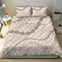 Beige Aloha Hawaii Shell Lei Bedding Set Palaka Hebrew Cone Honey Cowrie Elegant Curves - Polynesian Pride