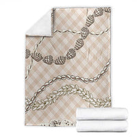 Beige Aloha Hawaii Shell Lei Blanket Palaka Hebrew Cone Honey Cowrie Elegant Curves - Polynesian Pride