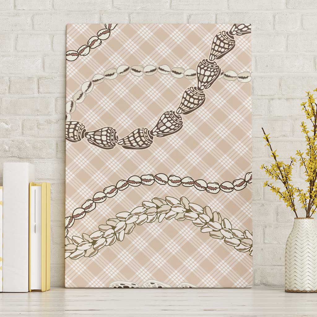 Beige Aloha Hawaii Shell Lei Canvas Wall Art Palaka Hebrew Cone Honey Cowrie Elegant Curves - Polynesian Pride