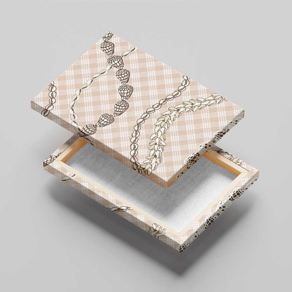 Beige Aloha Hawaii Shell Lei Canvas Wall Art Palaka Hebrew Cone Honey Cowrie Elegant Curves - Polynesian Pride