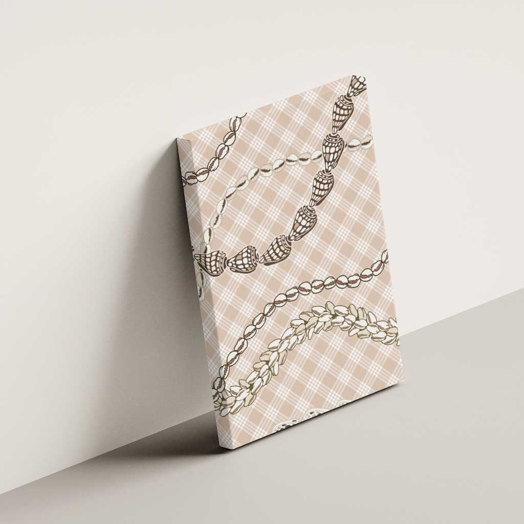 Beige Aloha Hawaii Shell Lei Canvas Wall Art Palaka Hebrew Cone Honey Cowrie Elegant Curves - Polynesian Pride