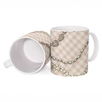 Beige Aloha Hawaii Shell Lei Ceramic Mug Palaka Hebrew Cone Honey Cowrie Elegant Curves - Polynesian Pride