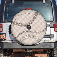 Beige Aloha Hawaii Shell Lei Spare Tire Cover Palaka Hebrew Cone Honey Cowrie Elegant Curves - Polynesian Pride