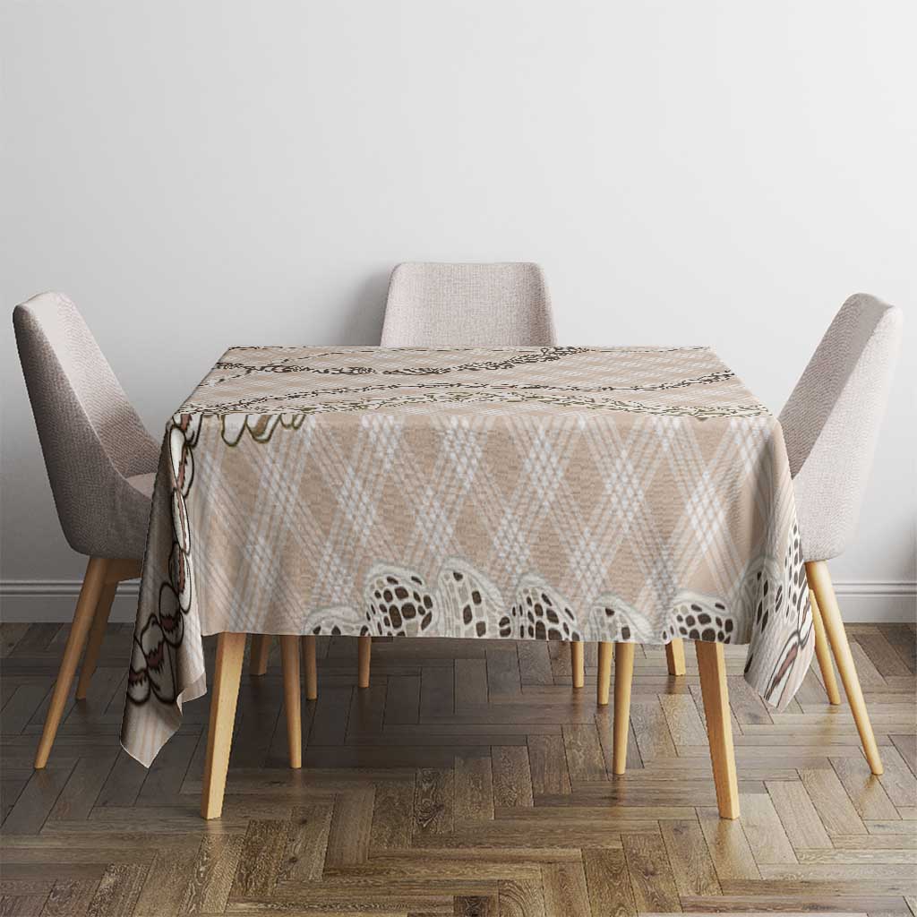 Beige Aloha Hawaii Shell Lei Tablecloth Palaka Hebrew Cone Honey Cowrie Elegant Curves - Polynesian Pride