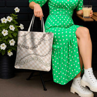 Beige Aloha Hawaii Shell Lei Tote Bag Palaka Hebrew Cone Honey Cowrie Elegant Curves - Polynesian Pride