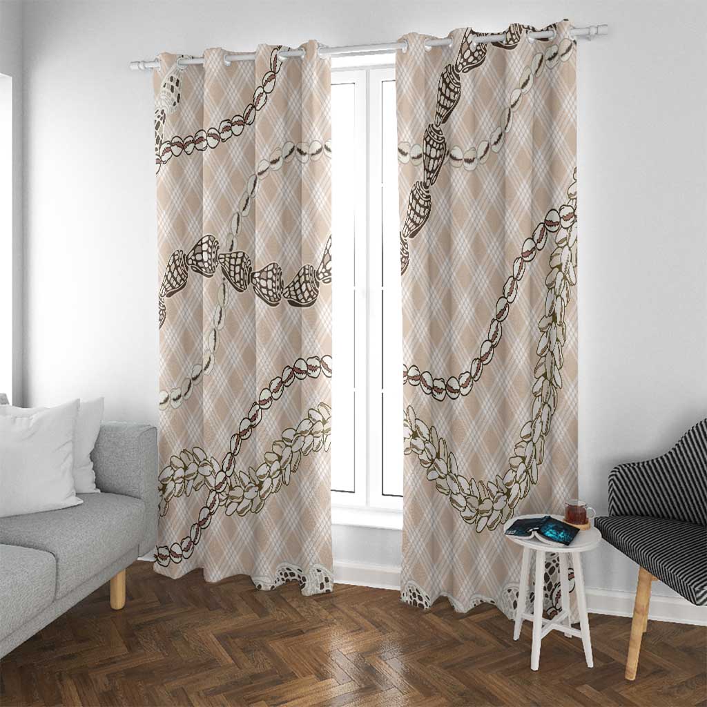 Beige Aloha Hawaii Shell Lei Window Curtain Palaka Hebrew Cone Honey Cowrie Elegant Curves - Polynesian Pride