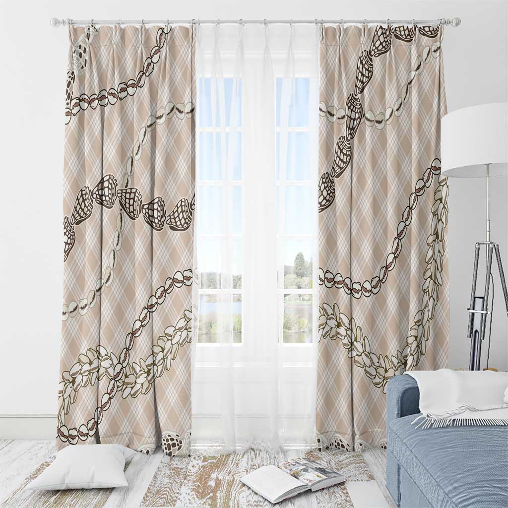 Beige Aloha Hawaii Shell Lei Window Curtain Palaka Hebrew Cone Honey Cowrie Elegant Curves - Polynesian Pride