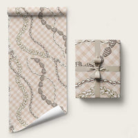 Beige Aloha Hawaii Shell Lei Wrapping Paper Palaka Hebrew Cone Honey Cowrie Elegant Curves - Polynesian Pride