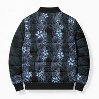 Purple Paradise Hawaii Shell Lei Bomber Puffer Jacket Hawaiian Sunrise Shell Hebrew Cone Plumeria - Polynesian Pride