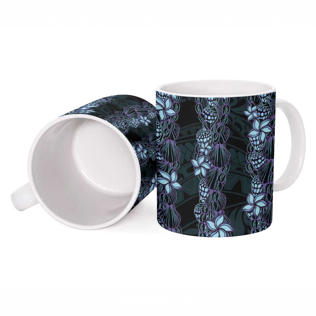Purple Paradise Hawaii Shell Lei Ceramic Mug Hawaiian Sunrise Shell Hebrew Cone Plumeria - Polynesian Pride