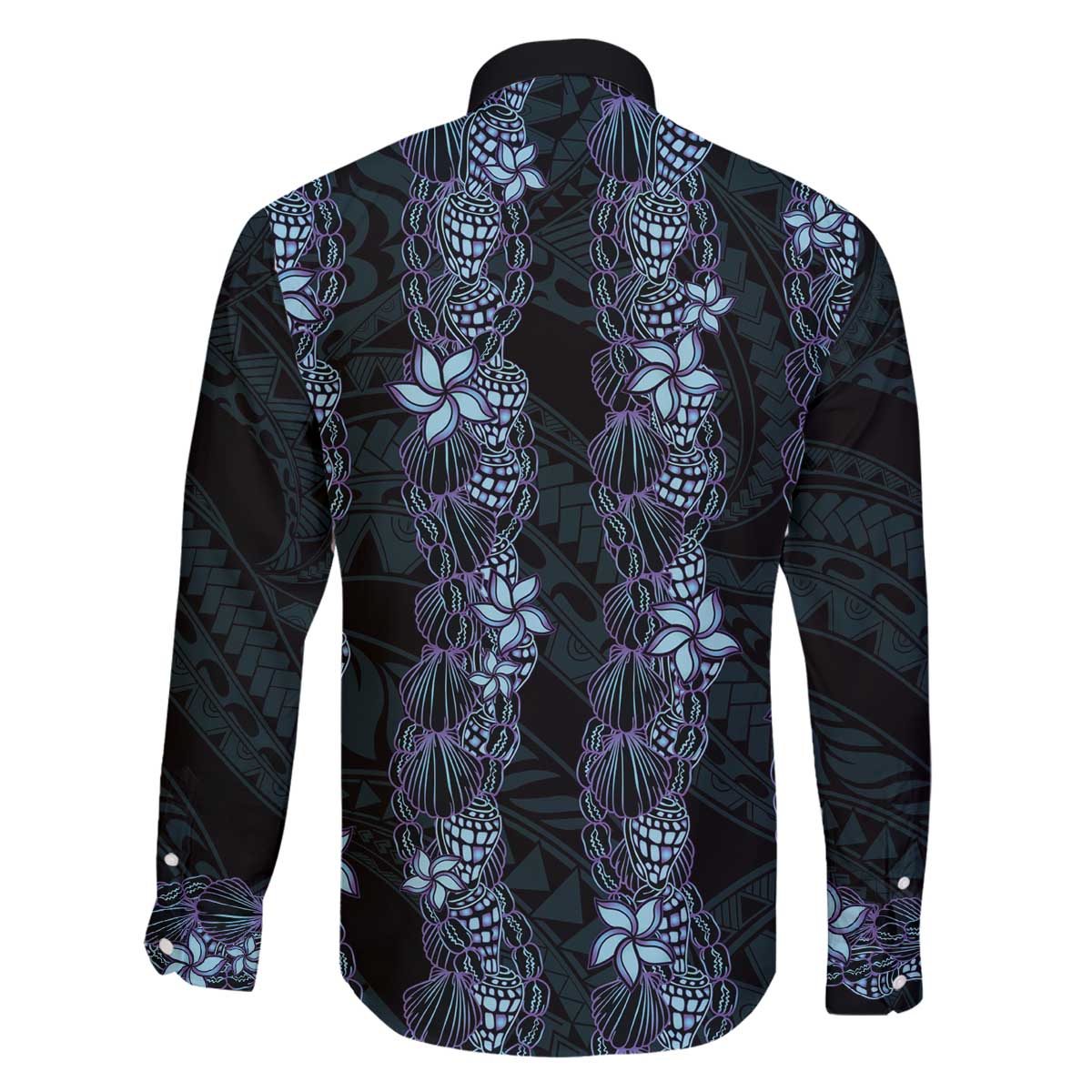 Purple Paradise Hawaii Shell Lei Family Matching Off The Shoulder Long Sleeve Dress and Hawaiian Shirt Hawaiian Sunrise Shell Hebrew Cone Plumeria - Polynesian Pride