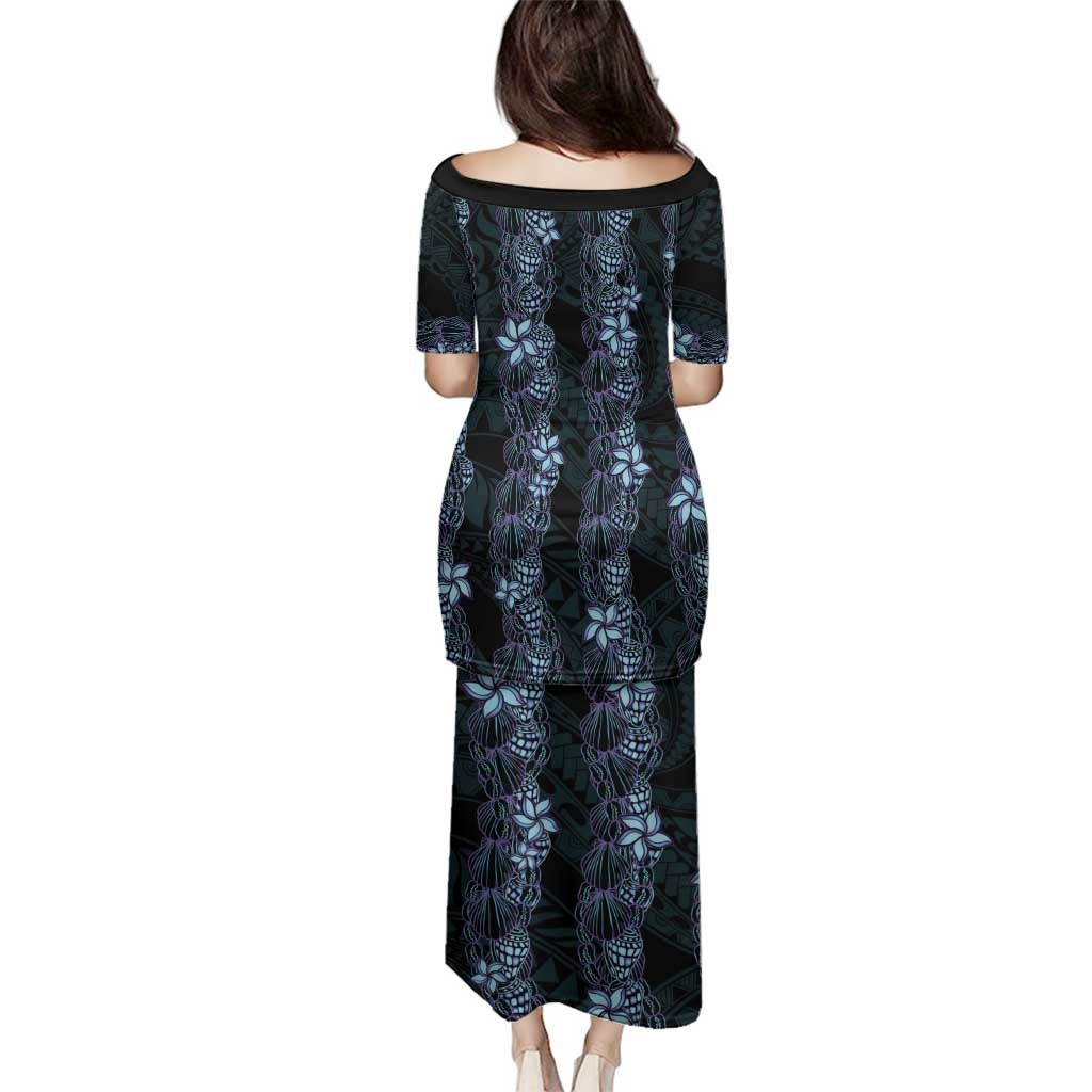 Purple Paradise Hawaii Shell Lei Family Matching Puletasi and Hawaiian Shirt Hawaiian Sunrise Shell Hebrew Cone Plumeria - Polynesian Pride