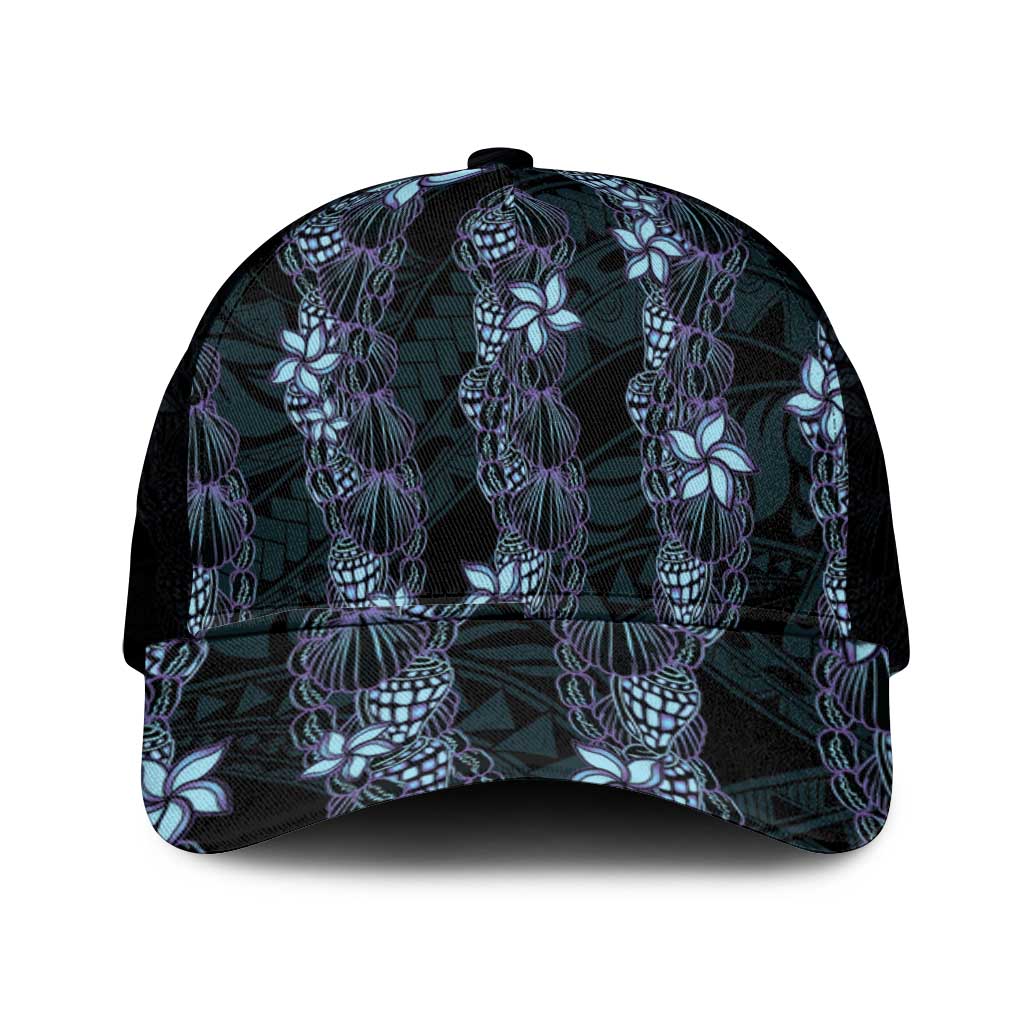 Purple Paradise Hawaii Shell Lei Mesh Trucker Cap Hawaiian Sunrise Shell Hebrew Cone Plumeria - Polynesian Pride