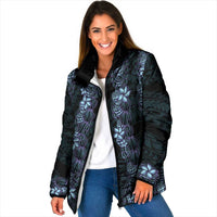 Purple Paradise Hawaii Shell Lei Padded Jacket Hawaiian Sunrise Shell Hebrew Cone Plumeria - Polynesian Pride