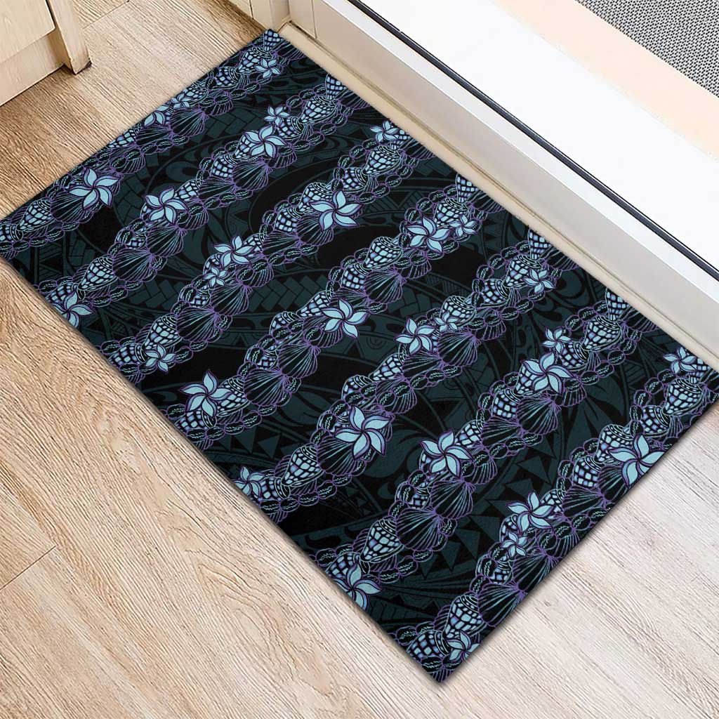 Purple Paradise Hawaii Shell Lei Rubber Doormat Hawaiian Sunrise Shell Hebrew Cone Plumeria - Polynesian Pride