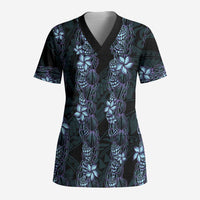 Purple Paradise Hawaii Shell Lei Scrub Top Hawaiian Sunrise Shell Hebrew Cone Plumeria LT14 Adult Purple - Polynesian Pride