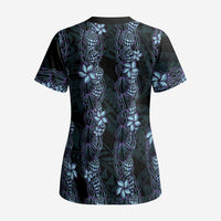 Purple Paradise Hawaii Shell Lei Scrub Top Hawaiian Sunrise Shell Hebrew Cone Plumeria LT14 - Polynesian Pride