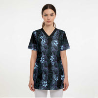 Purple Paradise Hawaii Shell Lei Scrub Top Hawaiian Sunrise Shell Hebrew Cone Plumeria LT14 - Polynesian Pride