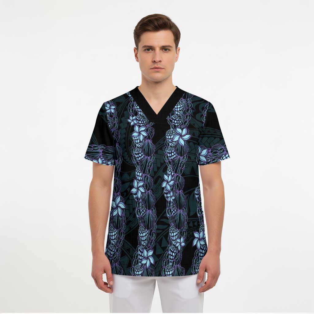 Purple Paradise Hawaii Shell Lei Scrub Top Hawaiian Sunrise Shell Hebrew Cone Plumeria LT14 - Polynesian Pride