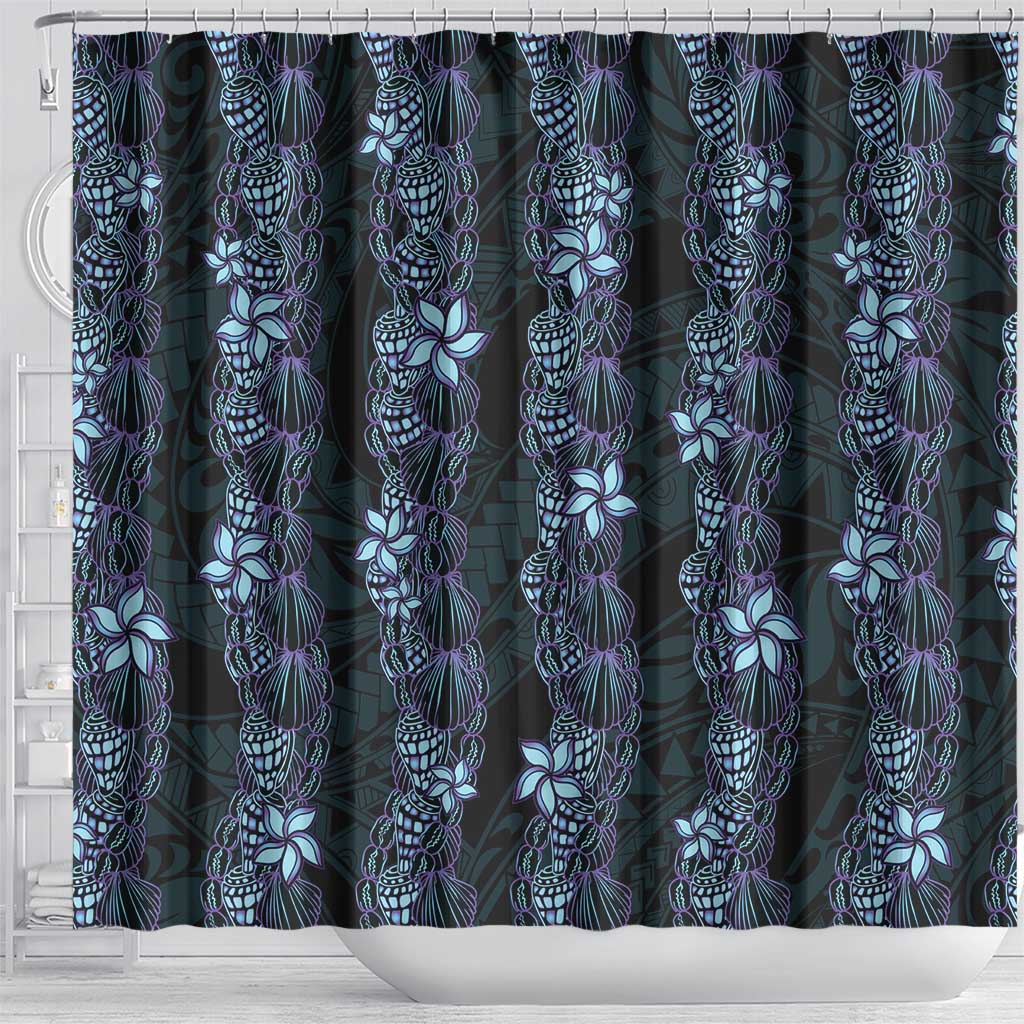 Purple Paradise Hawaii Shell Lei Shower Curtain Hawaiian Sunrise Shell Hebrew Cone Plumeria - Polynesian Pride