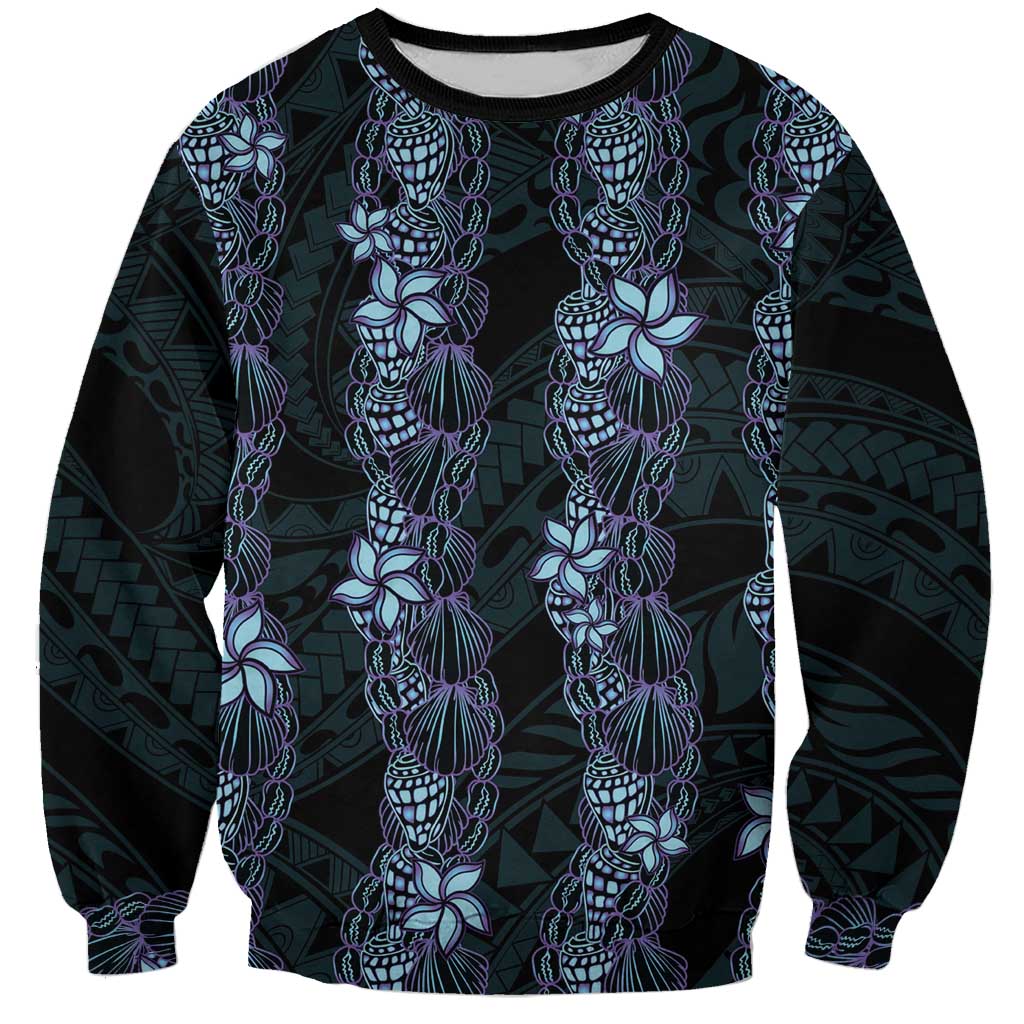 Purple Paradise Hawaii Shell Lei Sweatshirt Hawaiian Sunrise Shell Hebrew Cone Plumeria - Polynesian Pride