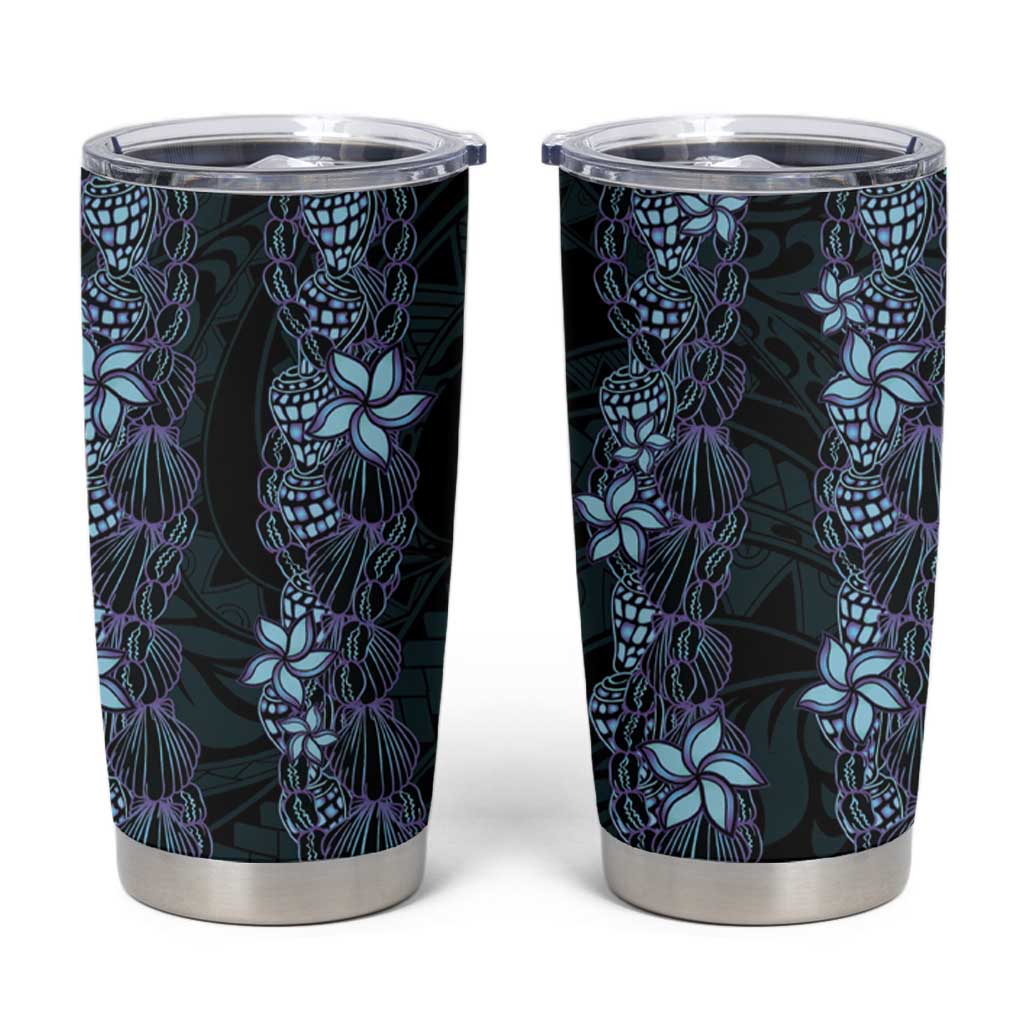 Purple Paradise Hawaii Shell Lei Tumbler Cup Hawaiian Sunrise Shell Hebrew Cone Plumeria - Polynesian Pride