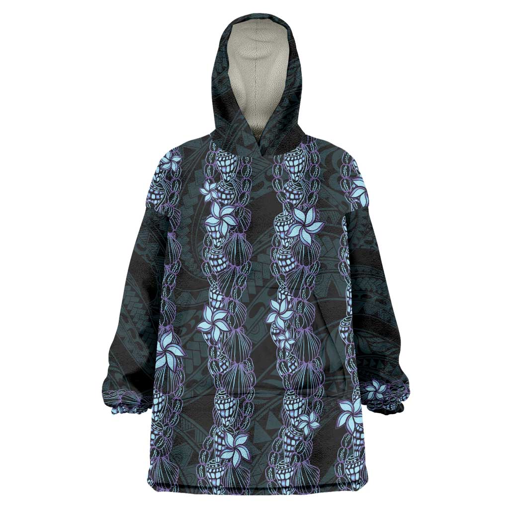 Purple Paradise Hawaii Shell Lei Wearable Blanket Hoodie Hawaiian Sunrise Shell Hebrew Cone Plumeria - Polynesian Pride